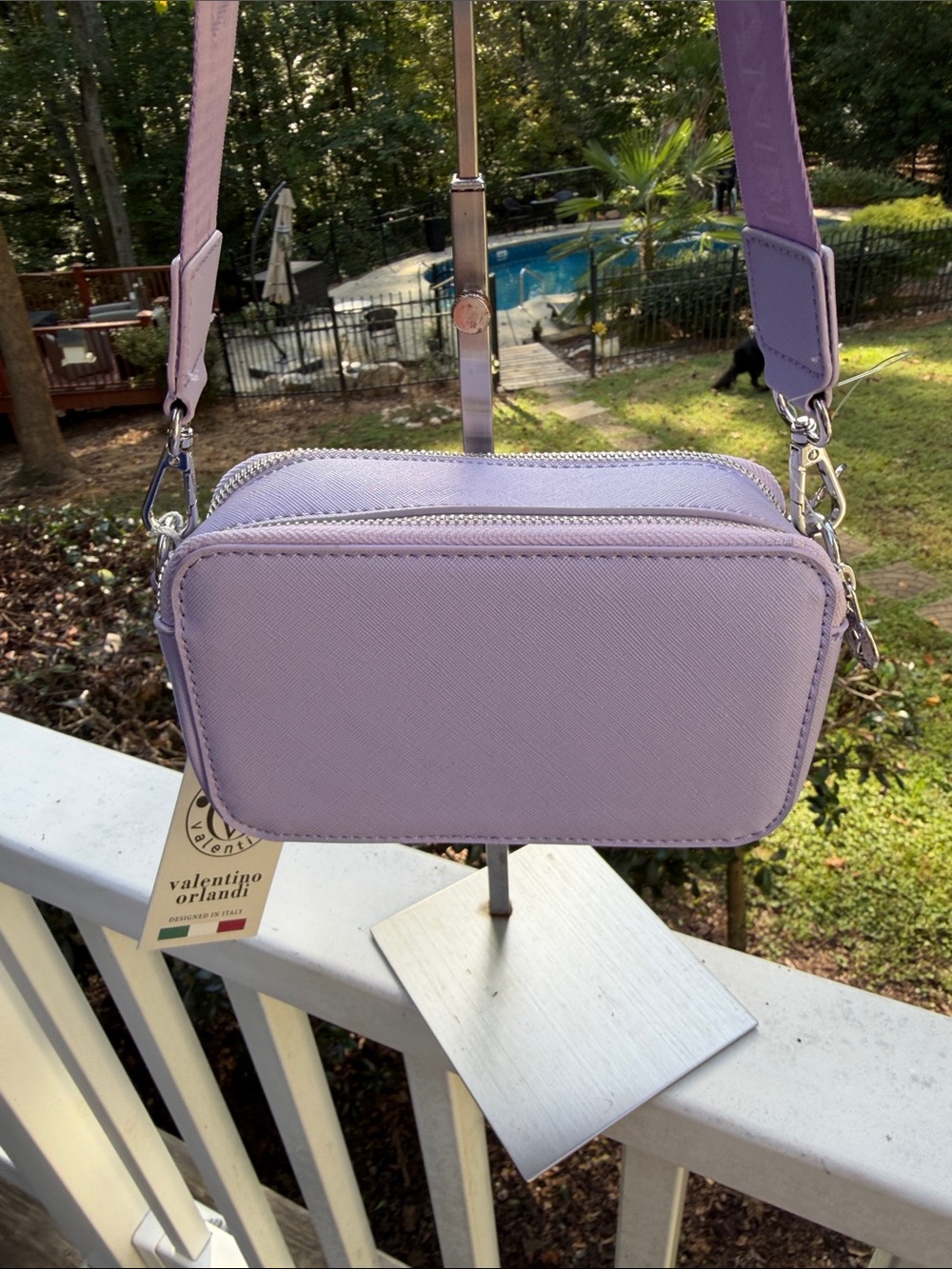 Valentino Orlandi Lavender Crossbody Bag with Stud Accents - Picture 9 of 16